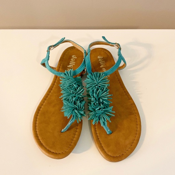Jolly Mix: Turquoise Ruffle Sandals - Picture 1 of 1